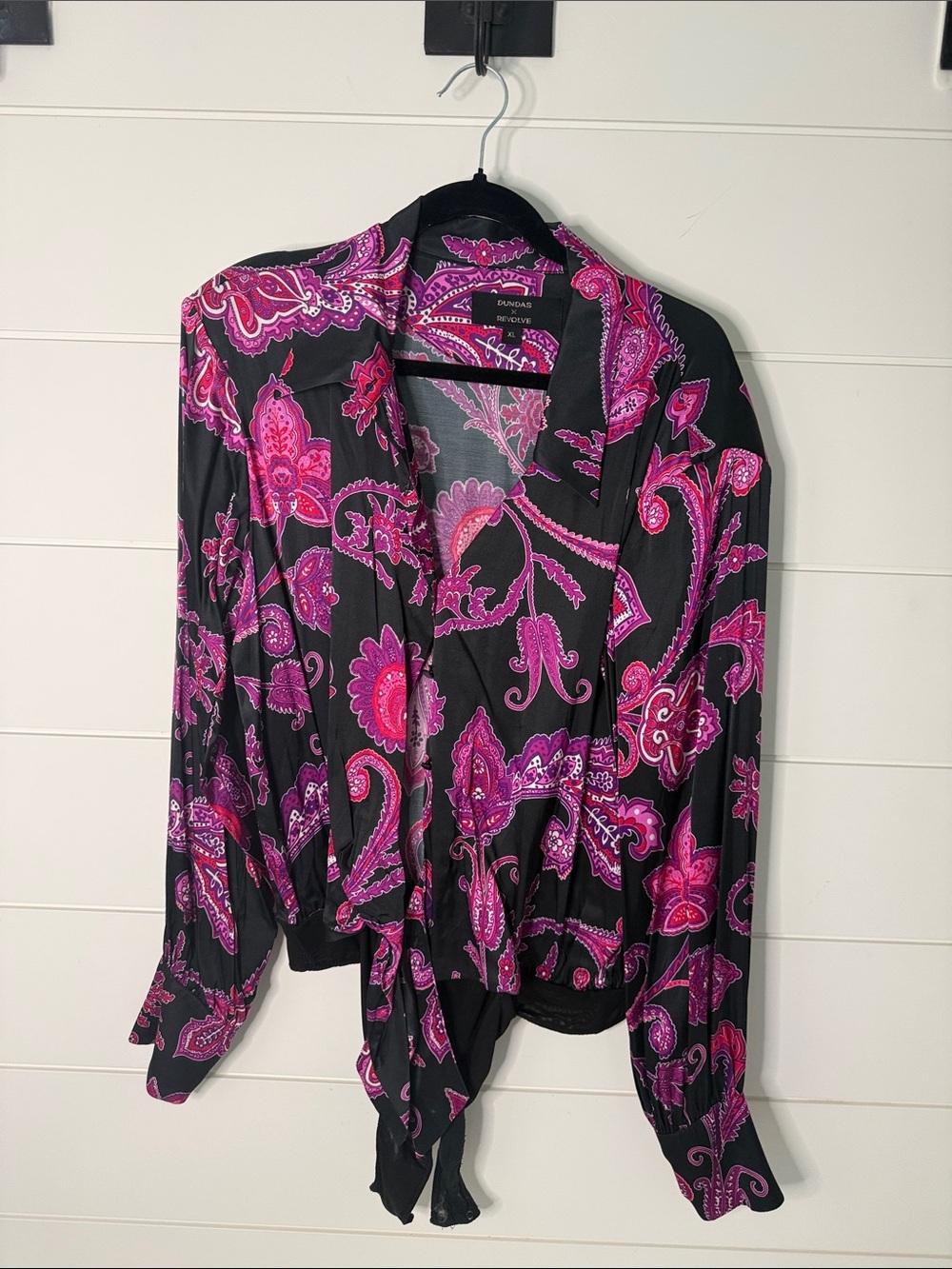 DUNDAS Pink and Purple Paisley Button-Down Blouse